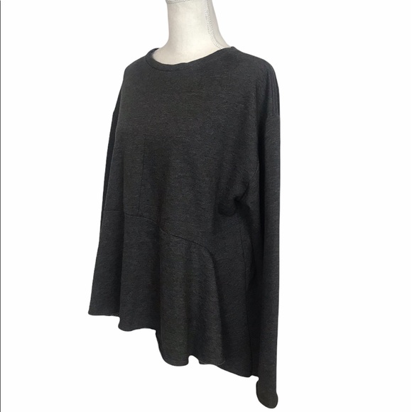 Zara Sport Grey Fleece Hi Low Crewneck Sweatshirt Small - Picture 3 of 8